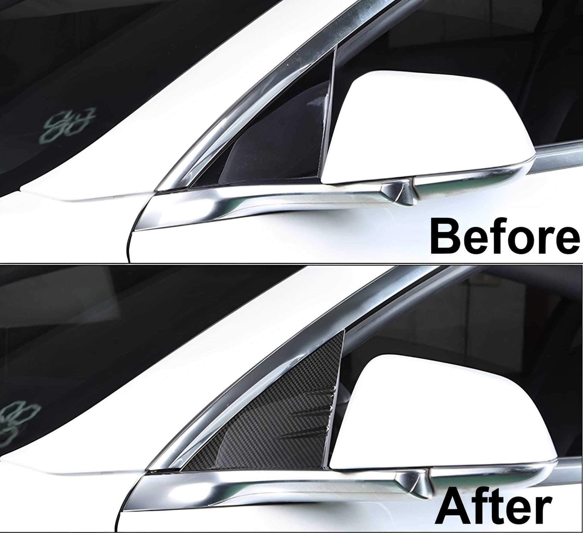 Tesla model Y and 3 Carbon Fiber Front Door A-Pillar Cover Trims