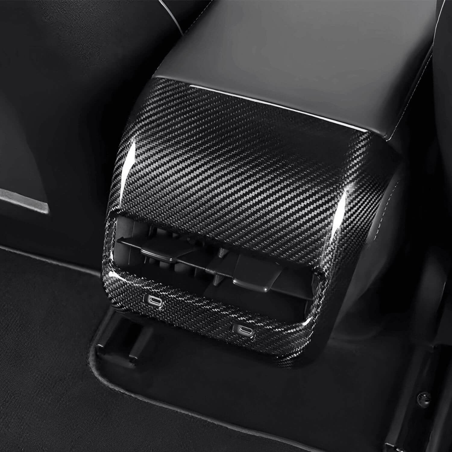 Genuine Carbon Fiber Rear AC Outlet Cover Wrap for Model 3 Y - EnjoyEV