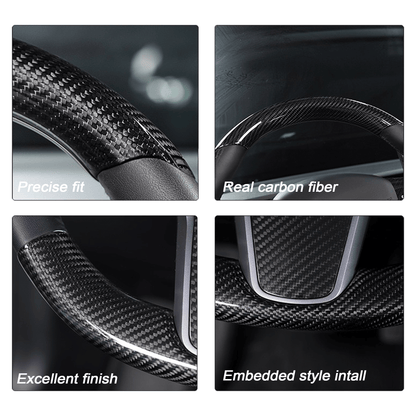 Tesla Model 3/Y Carbon Fiber Steering Wheel Covers Wraps - EnjoyEV