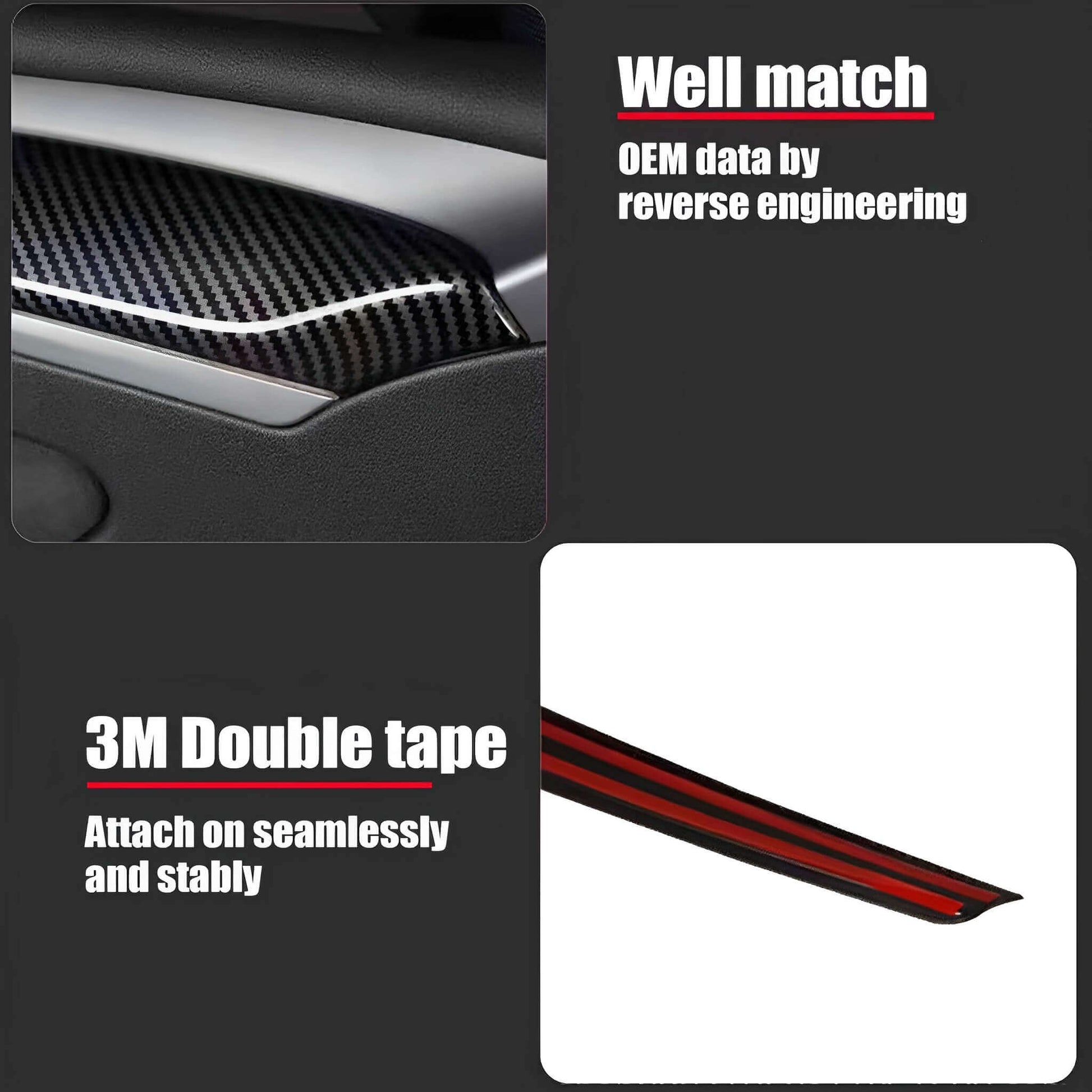 White Dashboard & Front Door Trim Cover for Model 3 & Y (2021-2023) - EnjoyEV