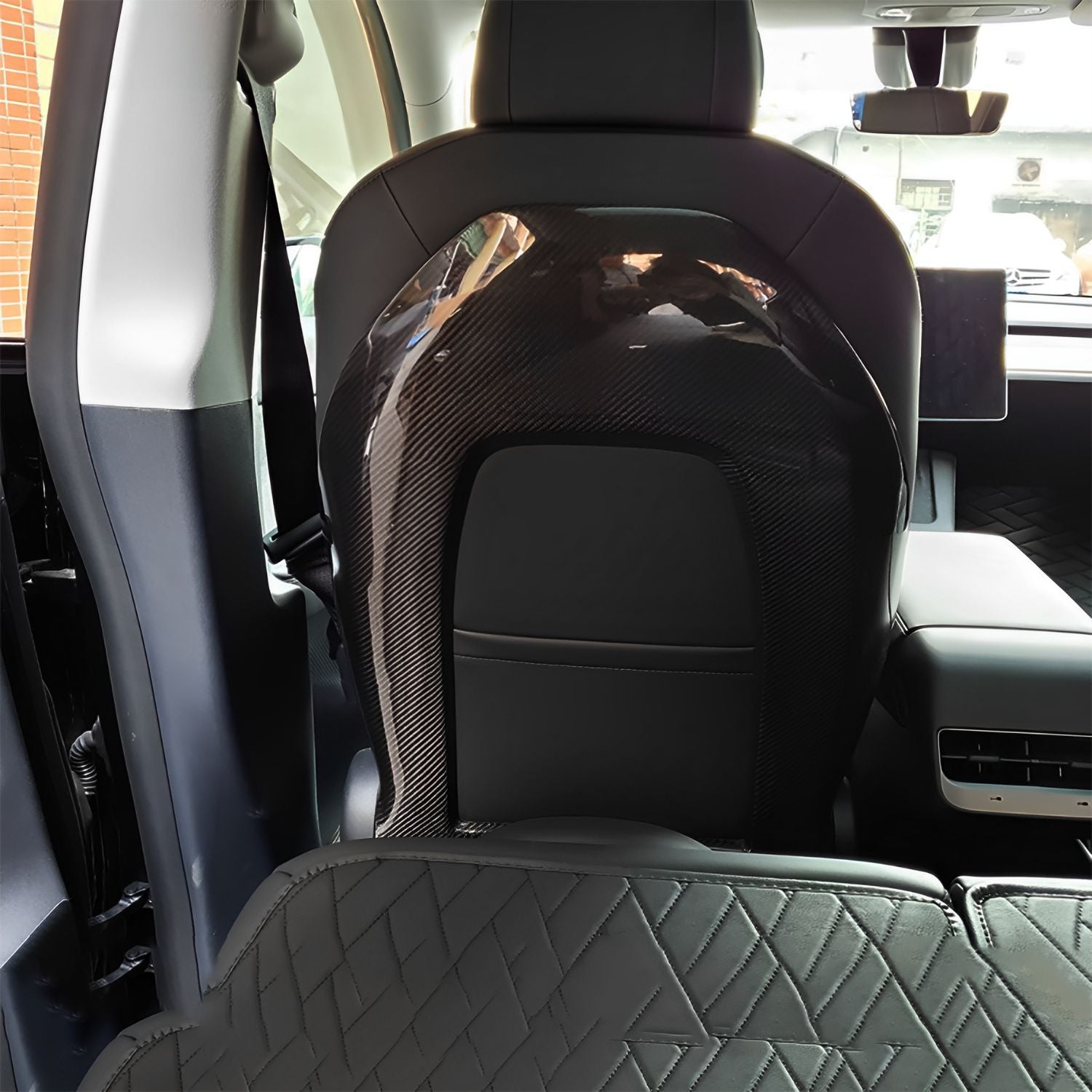 Genuine Carbon Fiber Racing Seat Back Protector Cover for Tesla Model 3 Y- - EnjoyEV