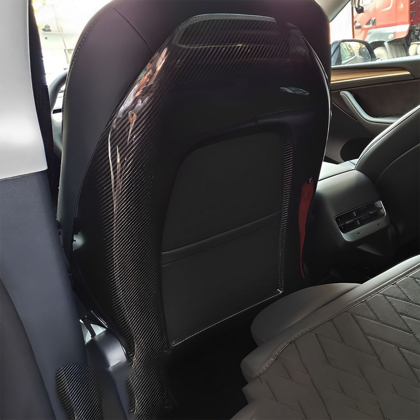 Tesla Model Y Second Row Seats Back Carbon Fiber Protector Cover- EnjoyEV