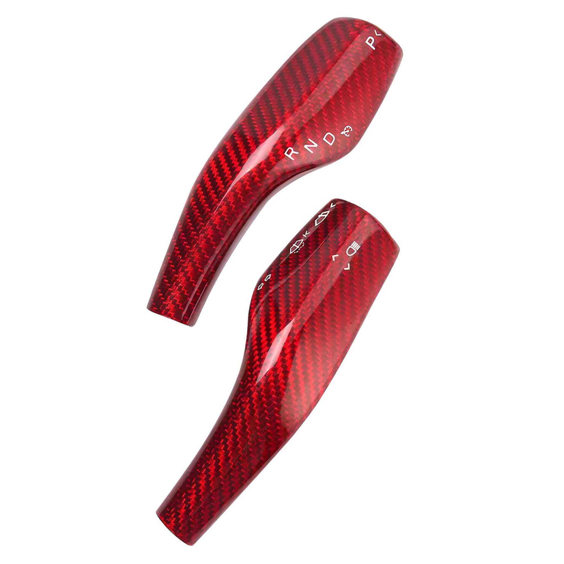 Red Carbon Fiber Gear Stalk Covers for Tesla Model 3/Y - EnjoyEV