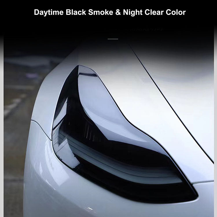 Tesla Model 3 Y X S Pre-Cut Vinyl Overlay Tint Headlight Covers - EnjoyEV