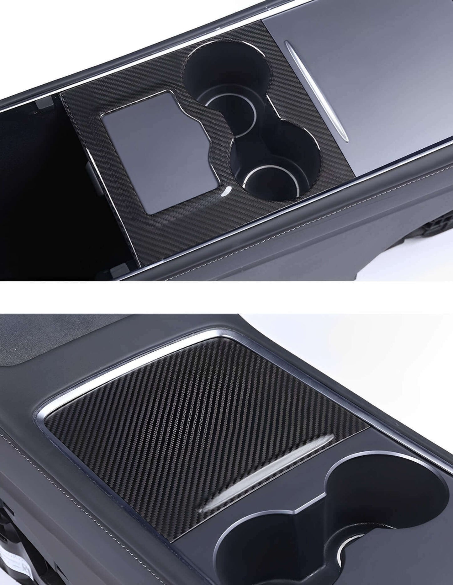 Tesla Model 3/Y Matte Black Carbon Fiber Console Wrap Kit