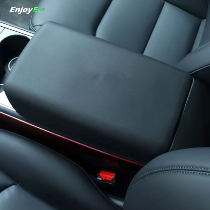 Black Armrest Box Protective Cover For Tesla Model 3  Y - EnjoyEV