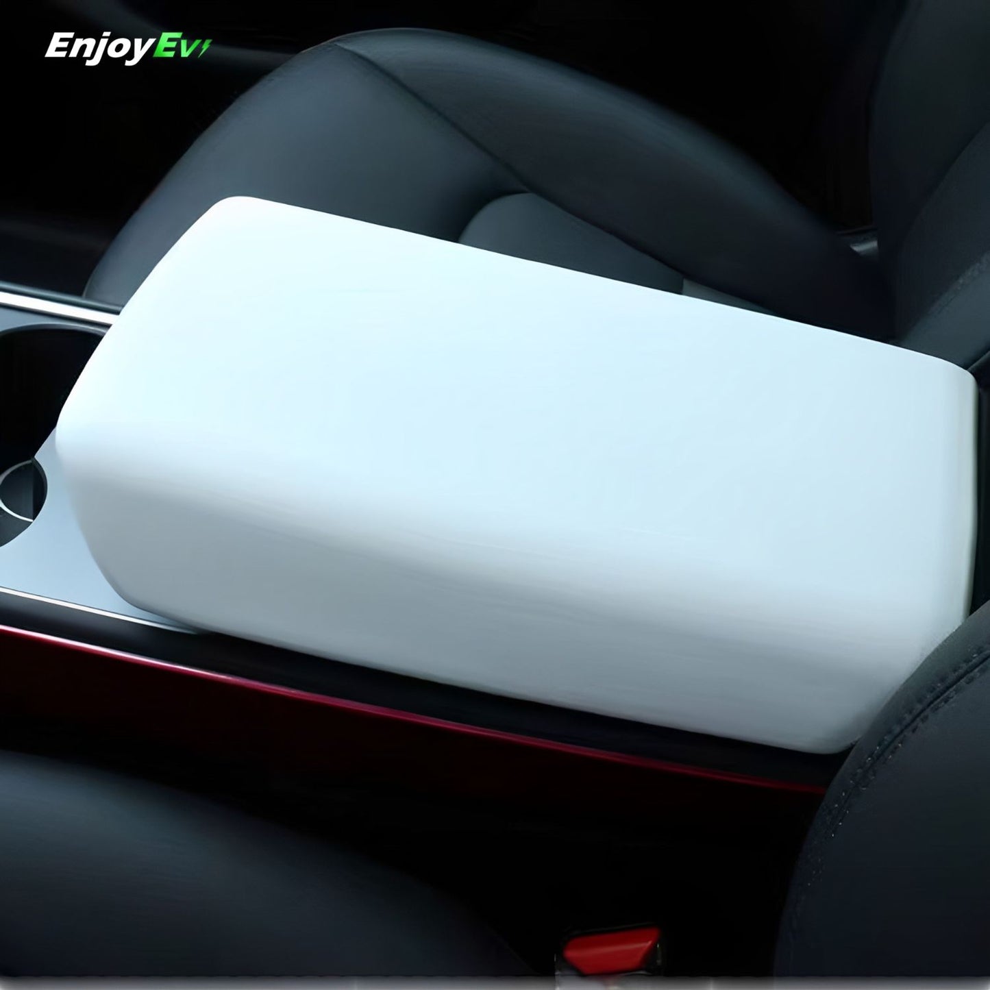 White Armrest Box Cover with Cushion For Tesla Model 3  Y - EnjoyEV