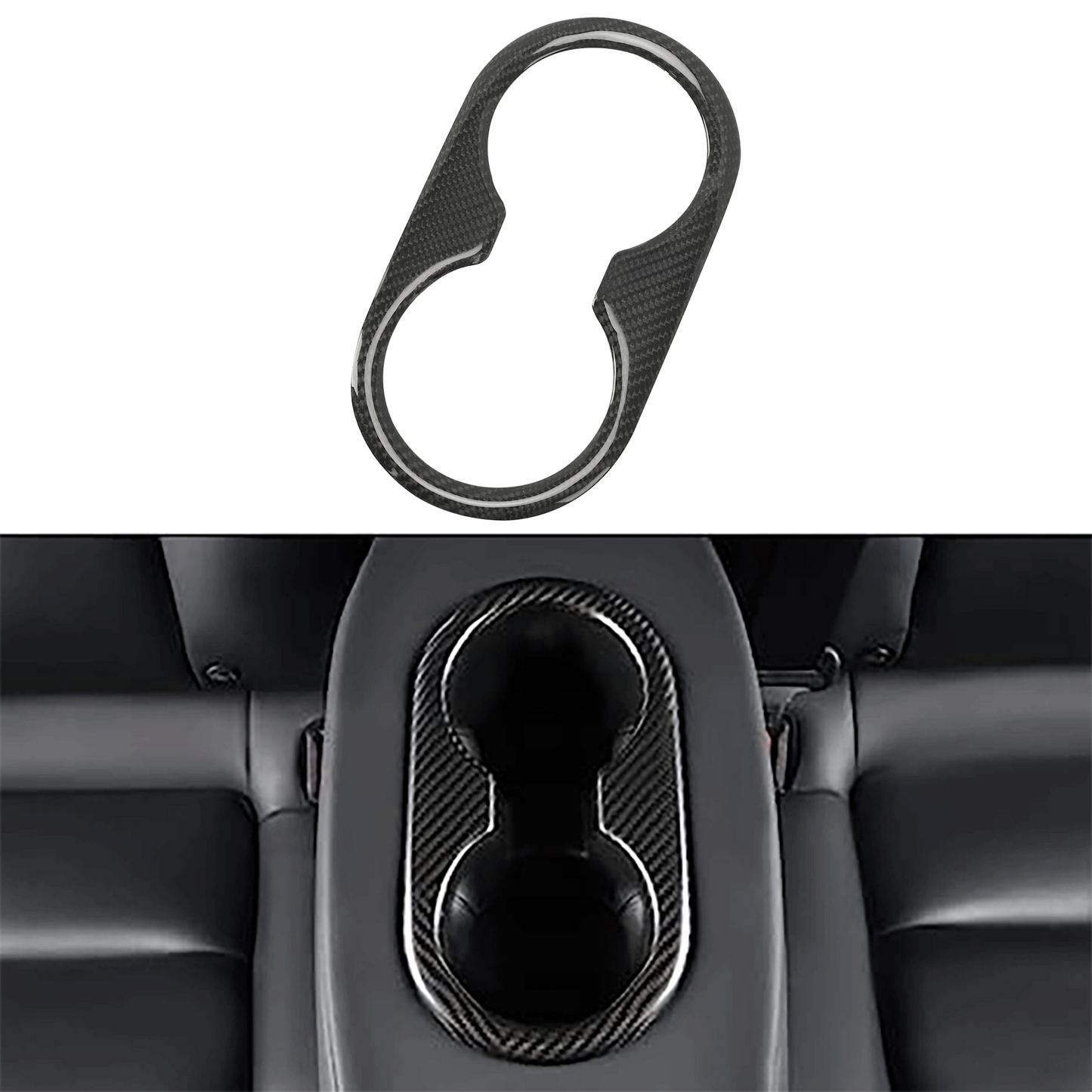 Carbon Fiber Back Seat Cup Holder Cover For Tesla Model 3 & Y