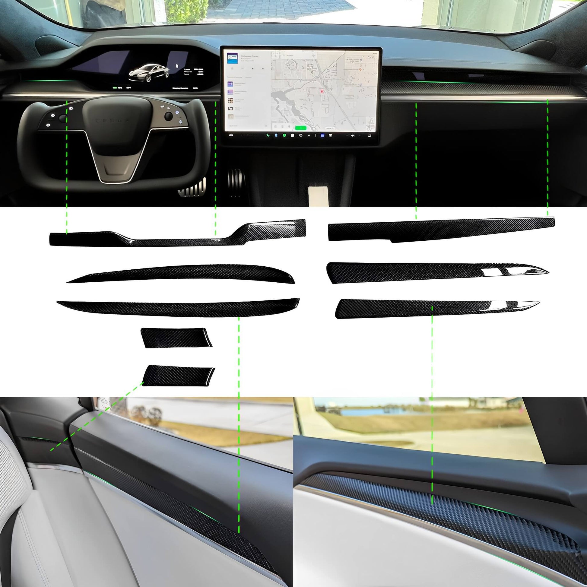 Best Dashboard Panel Door Trims For Tesla Model S / X