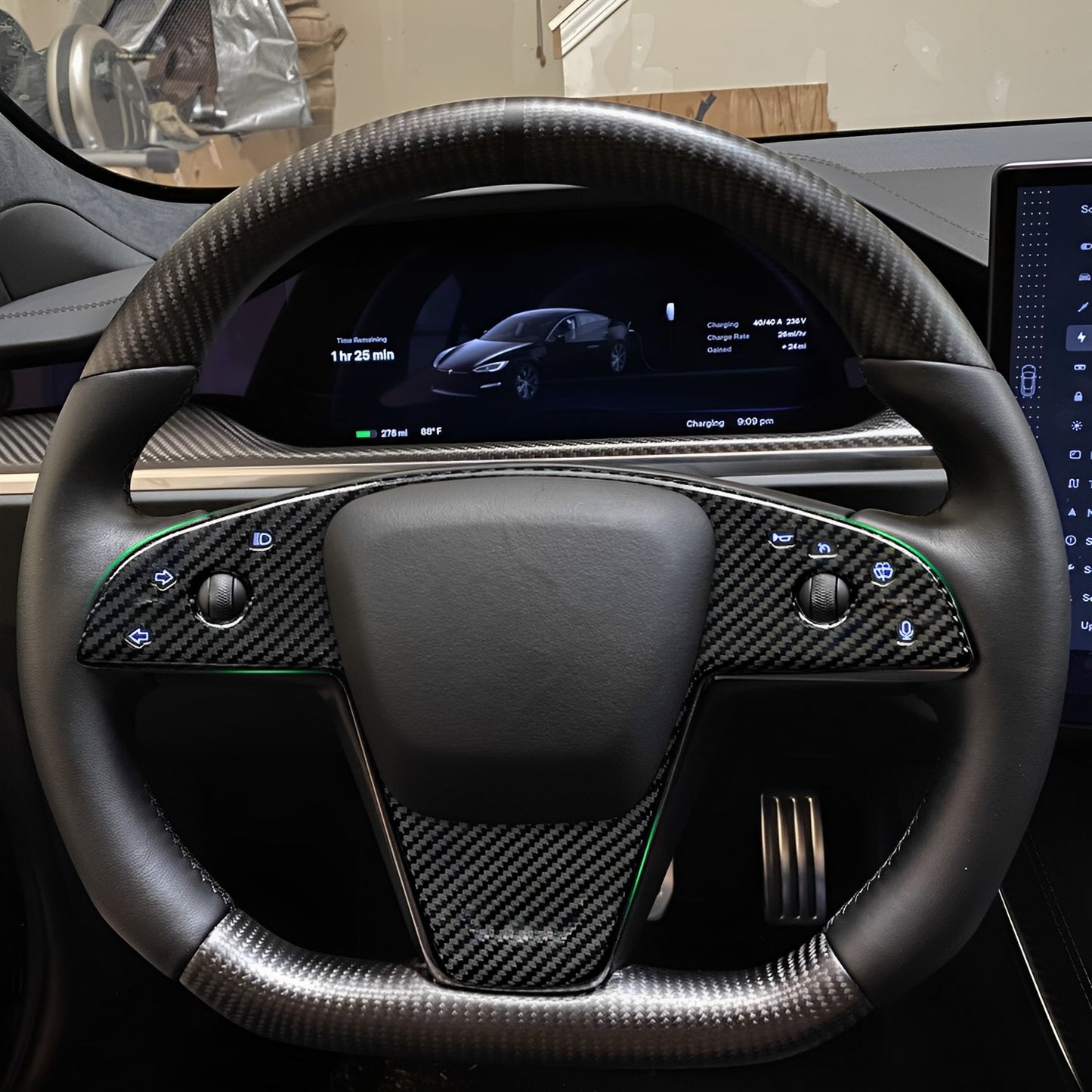 Tesla Model S carbon fiber steering wheel trim covers