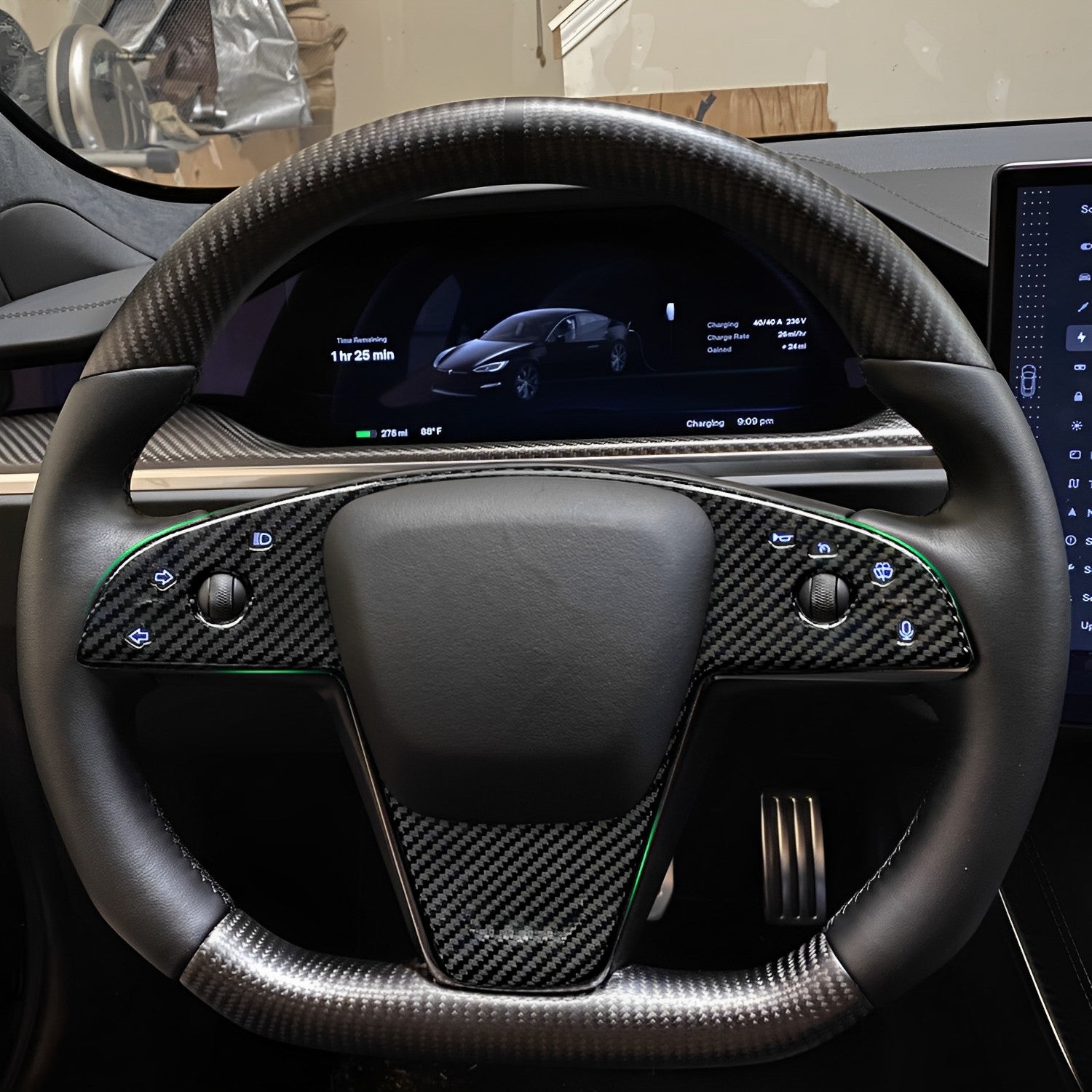 Tesla Model S carbon fiber steering wheel trim covers