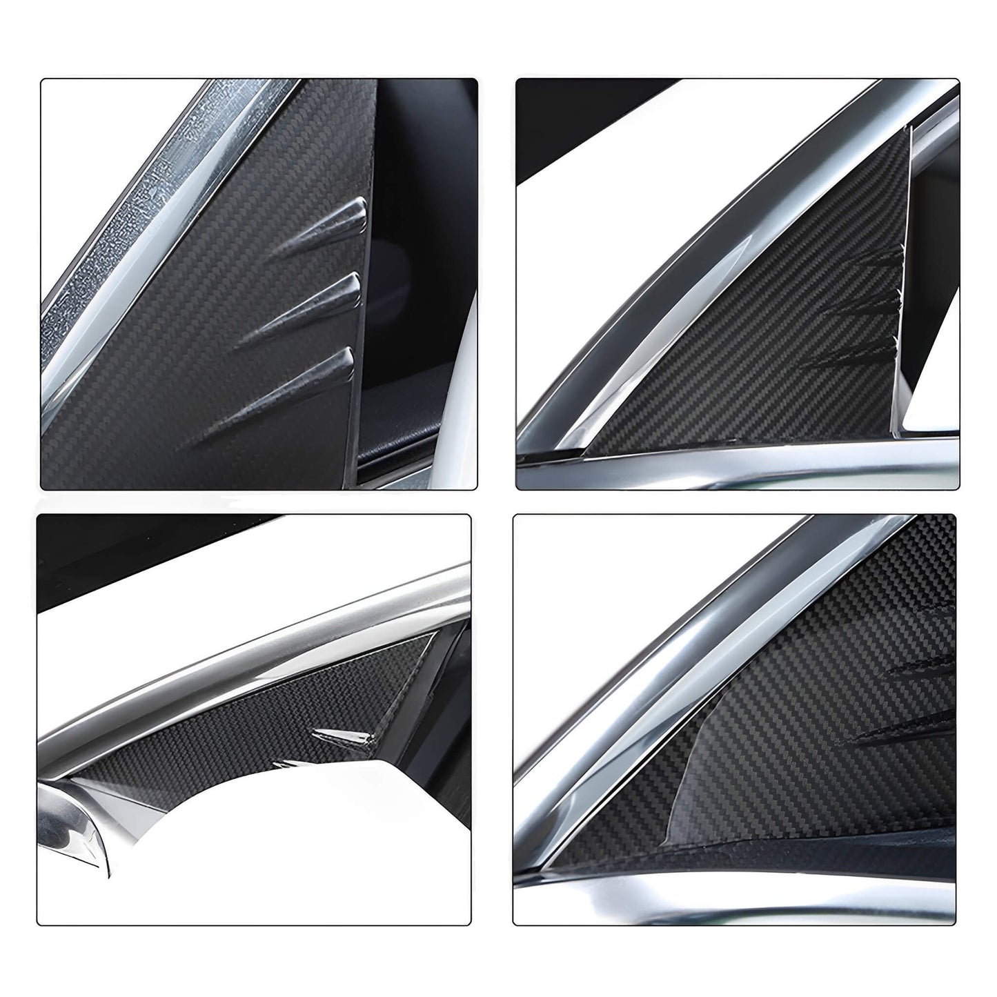 Best Carbon Fiber Front Door A-Pillar Cover Trims For Tesla Model 3 / Y