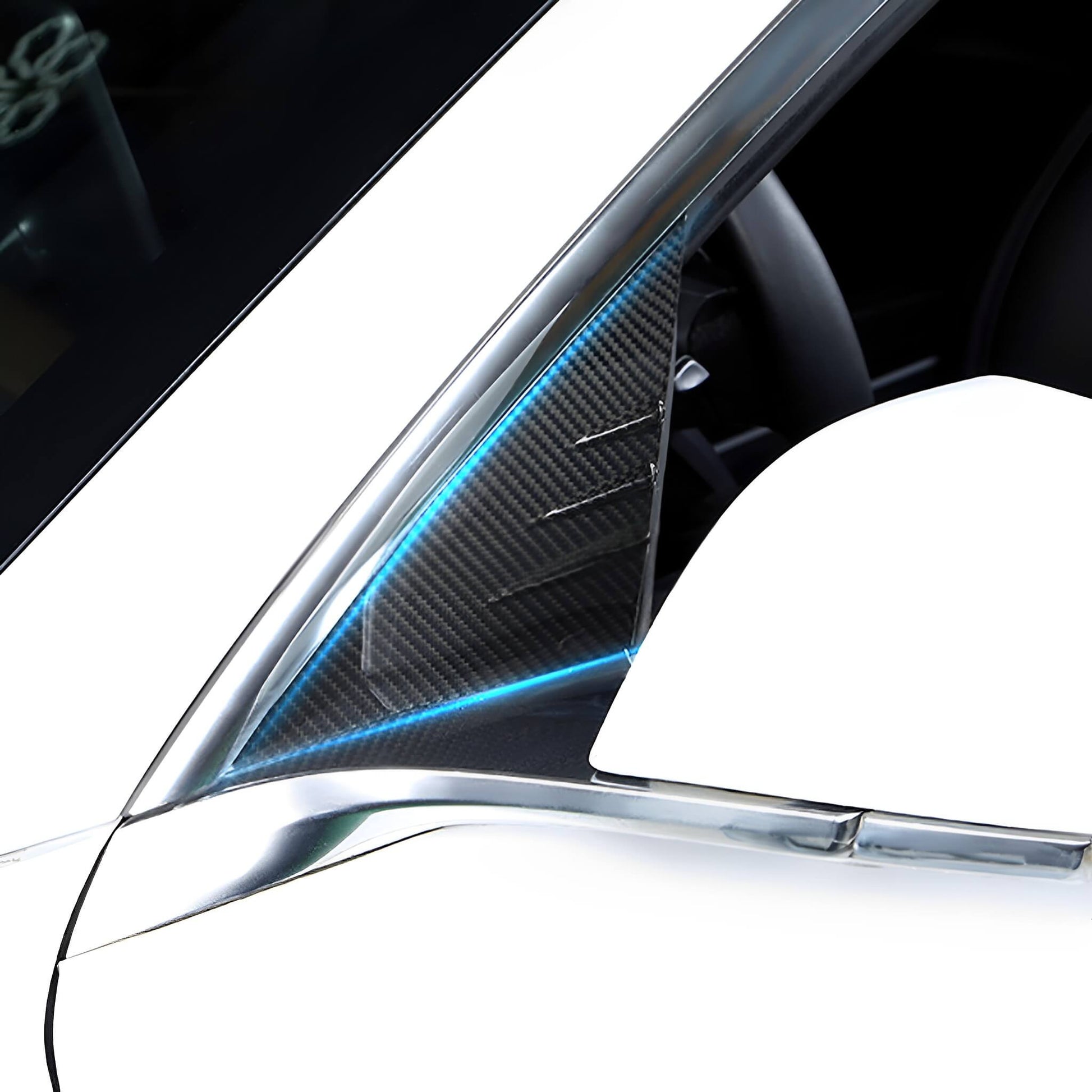 Carbon Fiber Front Door A-Pillar Cover Trims For Tesla Model 3 / Y