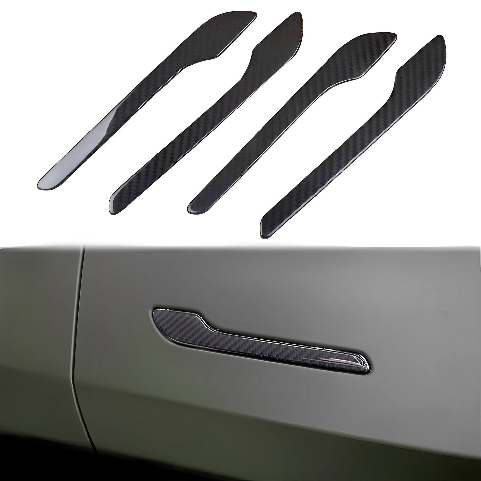 tesla model y 3 carbon fiber door handles - EnjoyEV