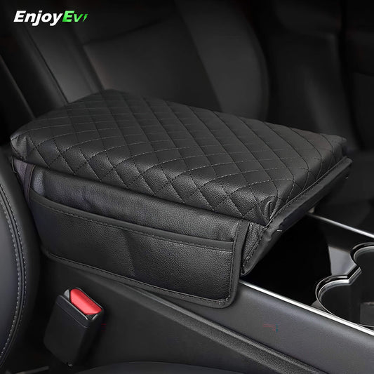 Tesla Model 3 & Y center Console Armrest Padded Cushion with Pocket - EnjoyEV