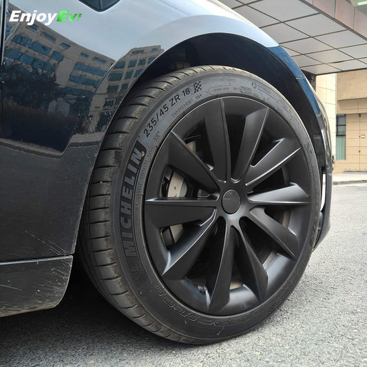 Cyclone-style Hubcaps For Tesla Model 3 18'' Aero wheels - EnjoyEV