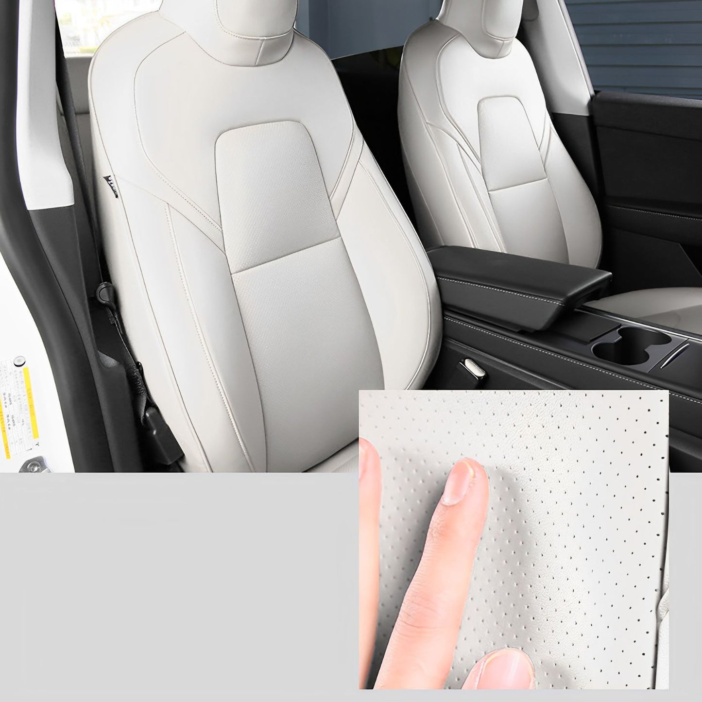 White Full Seat Cover For Tesla Model 3 & Y - EnjoyEV