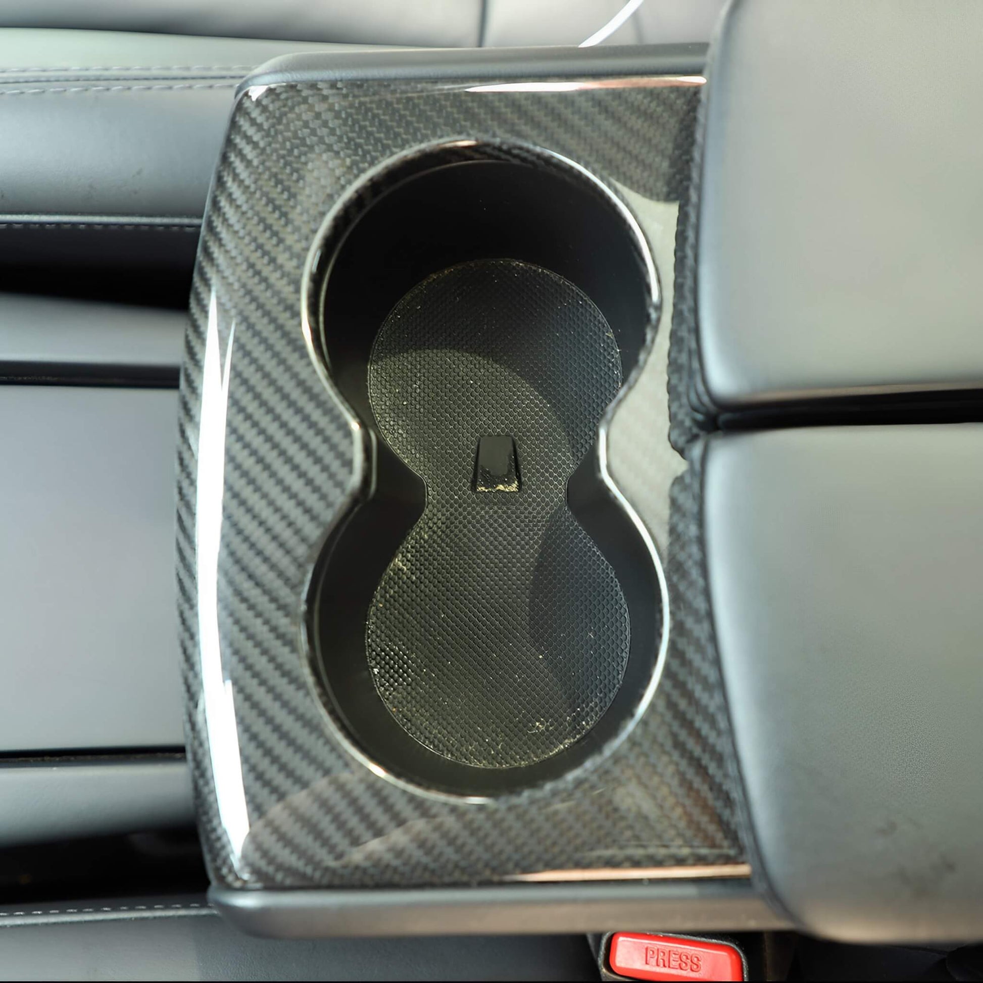 Real Carbon Fiber Cup Holder Cover Trim For Model S / X