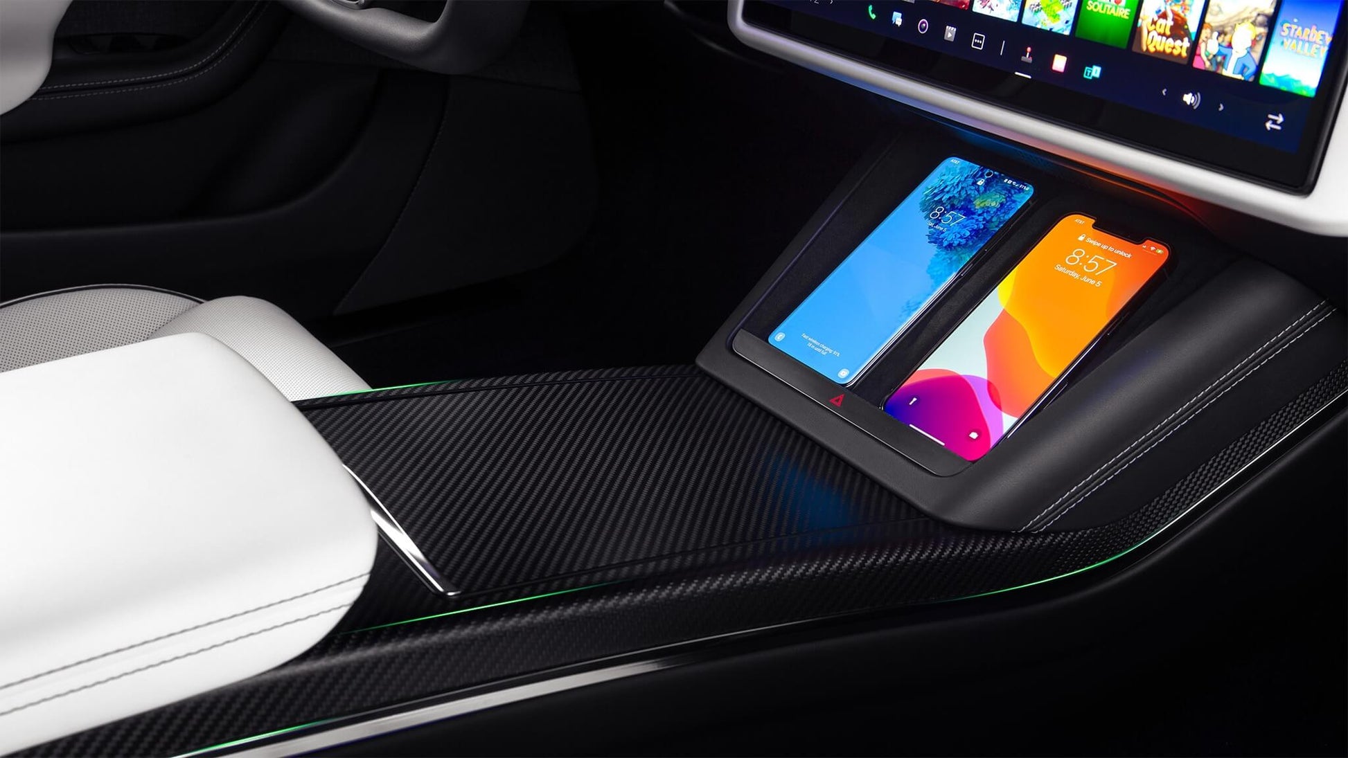 Best Tesla Model X/S Carbon Fiber Center Console Cover Wraps Overlay