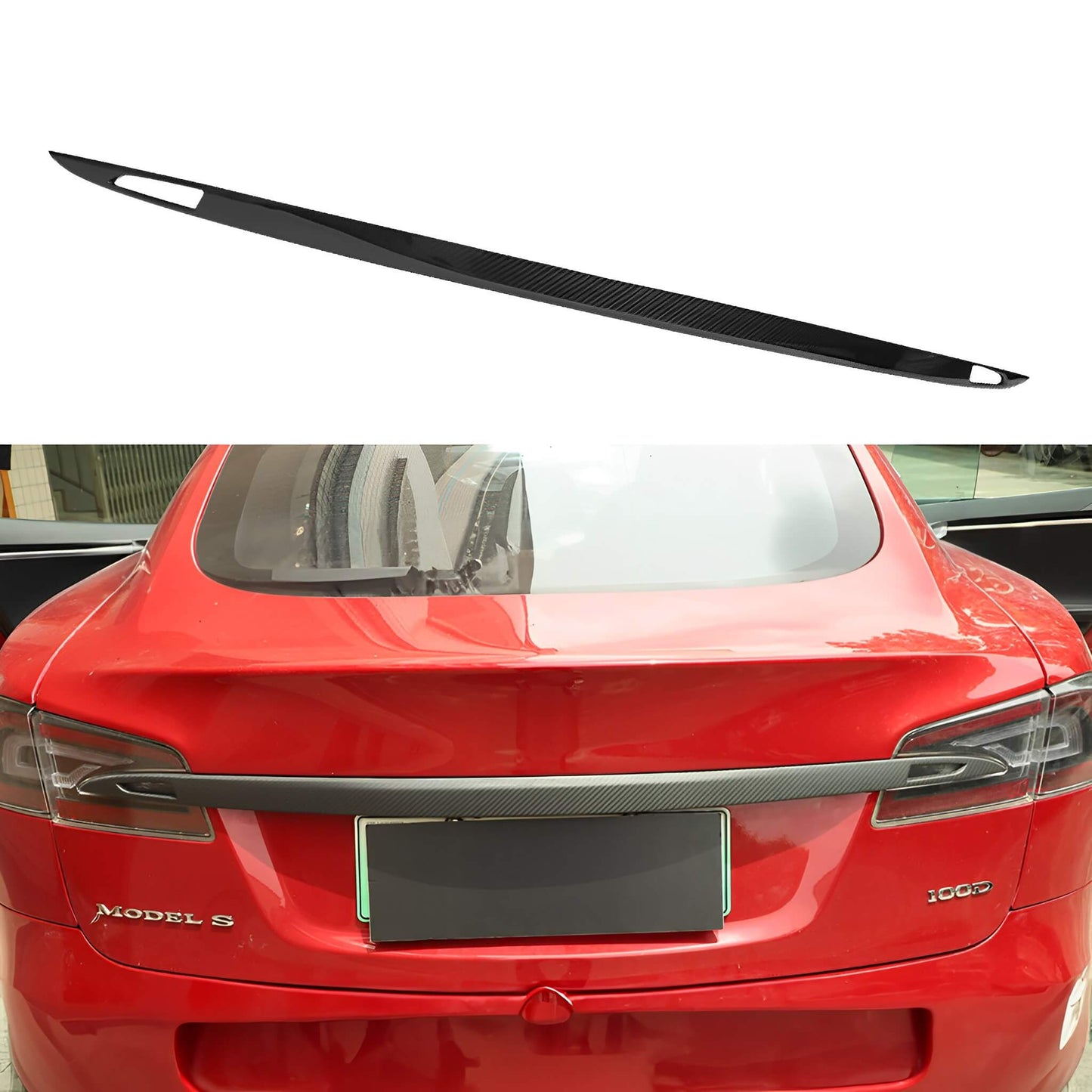 Real Carbon Fiber Trunk Chrome Trim For Tesla Model S 2015-2020