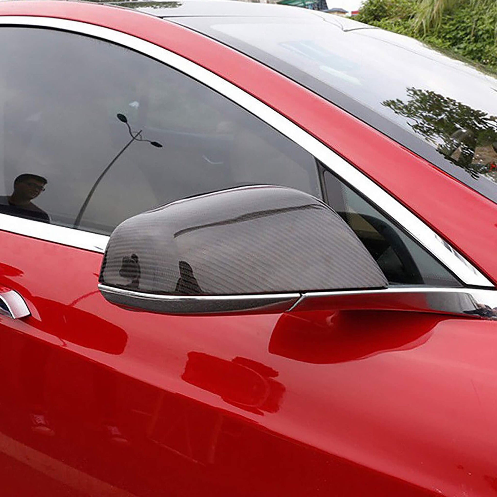 Real Carbon Fiber Mirror Covers Wraps For Tesla Model S