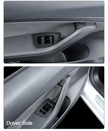 Tesla Model 3 Y Carbon Fiber Window Switch Trim Cover- EnjoyEV