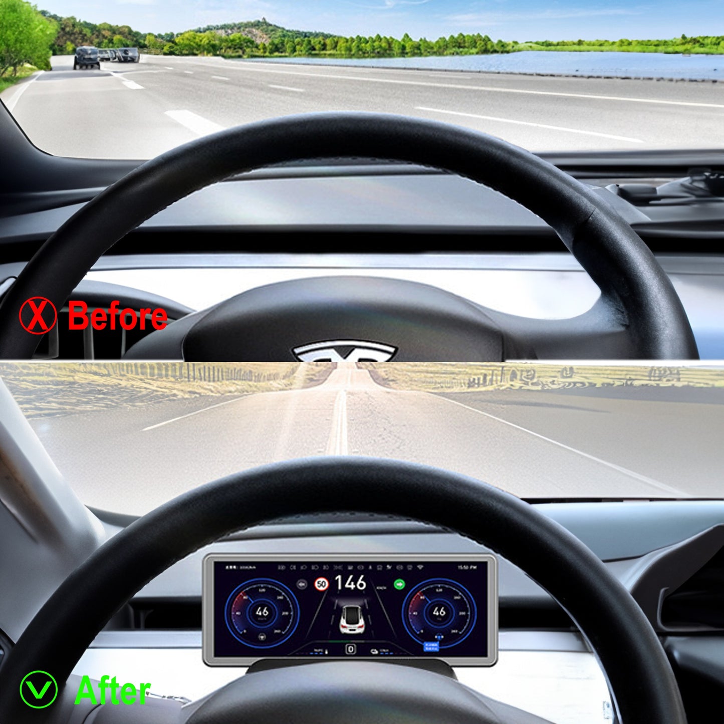 Mini screen display for tesla model y 3