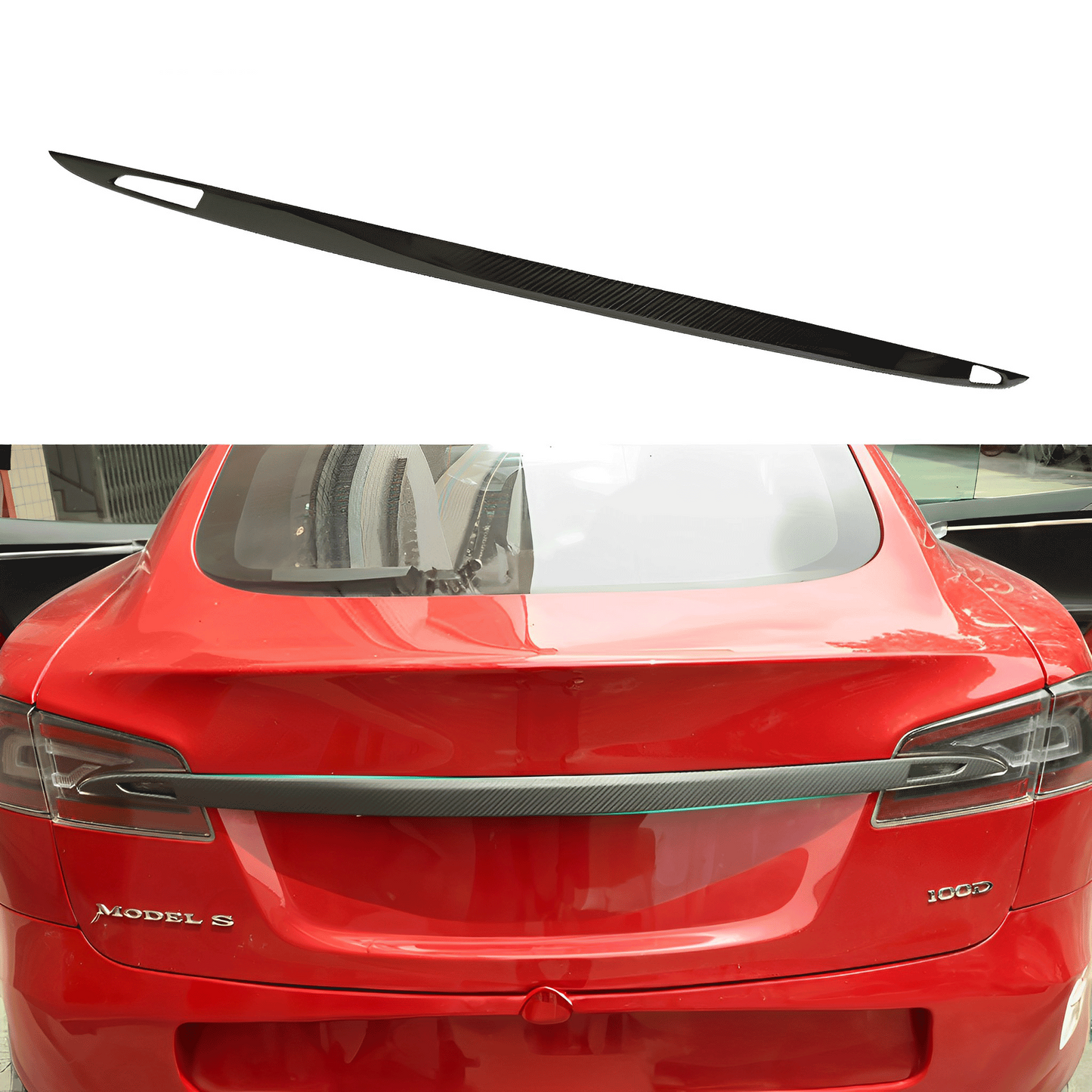 Real Carbon Fiber Trunk Chrome Trim For Tesla Model S 2015-2020