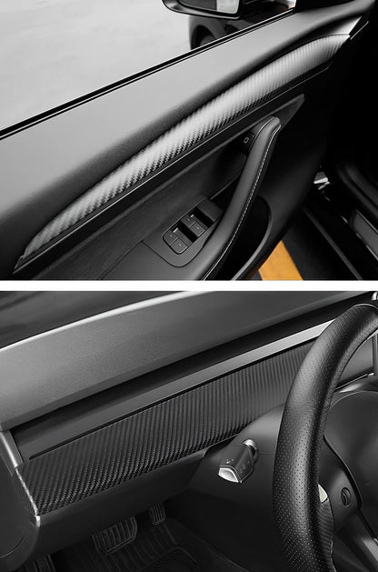 Genuine Carbon Fiber Door Trim Cover for Tesla Model 3 & Y - EnjoyEV