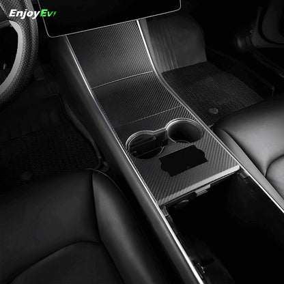 Tesla Model 3 and Y Center Console Vinyl Wrap Carbon Fiber - EnjoyEV