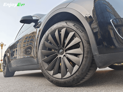 Cyclone Style Hubcaps For Tesla Model Y 19'' Gemini wheels - EnjoyEV